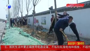 廣陽(yáng)區(qū)北旺鄉(xiāng)舉行大氣污染防治攻堅(jiān)月植樹(shù)種草活動(dòng) 植樹(shù)添綠美道路